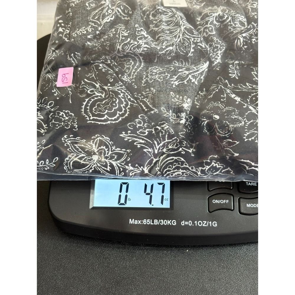 Boho Paisley Blouse Black White V Neck Long Sleeve Tunic Women's Large - Picture 10 of 10